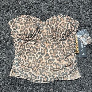 Madden Girl Leopard Print Bustier Top